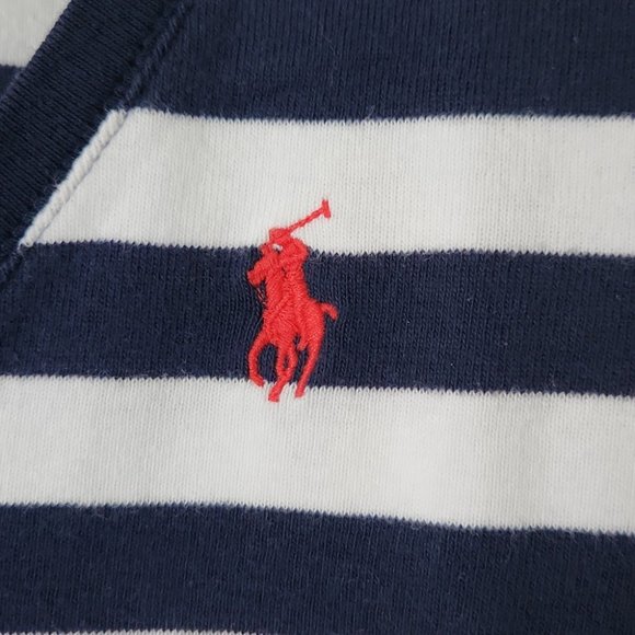 🛥️ Ralph Lauren Navy and White Striped Short Sleeve Tee - Picture 4 of 5